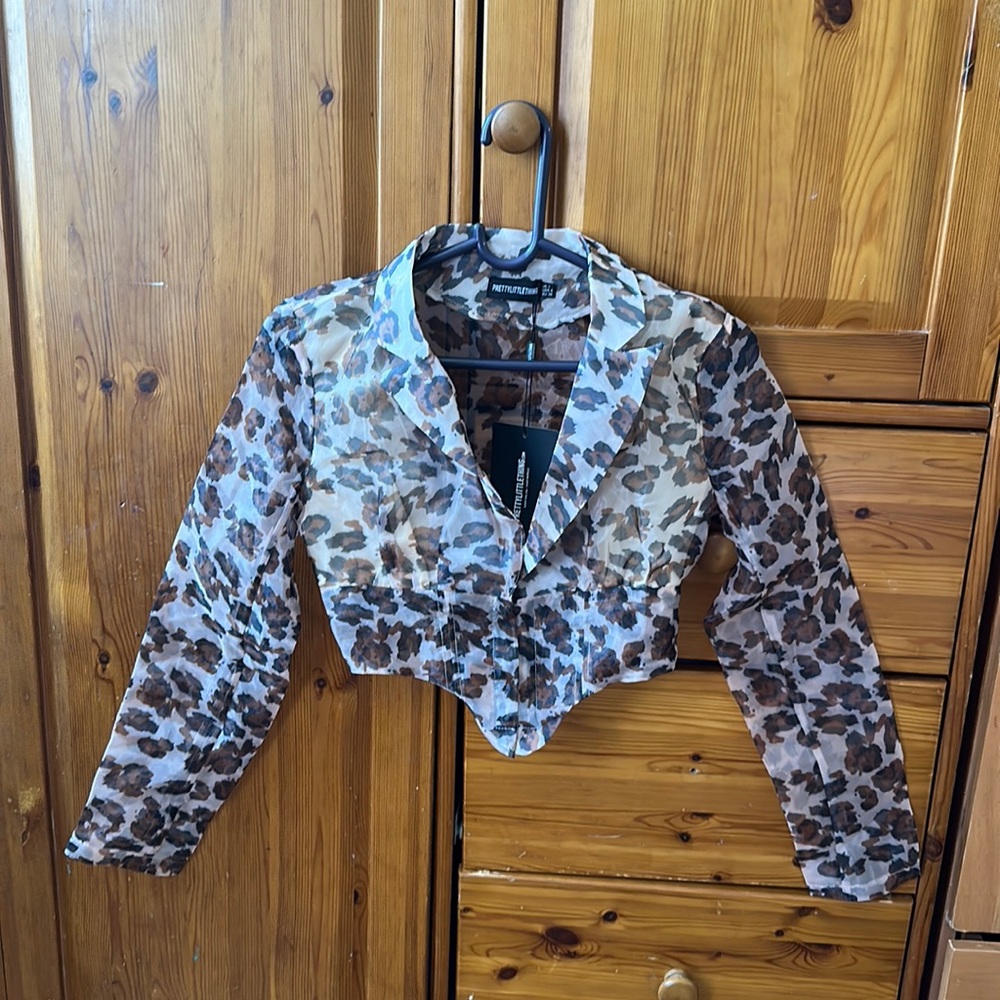 Pretty Little Thing Tan Leopard Sheer Organza